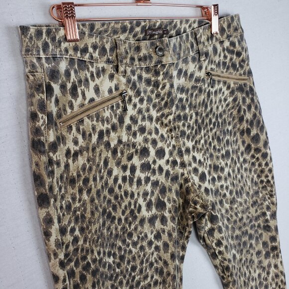 J. McLaughlin Baxter Jeans Cheetah Leopard Skinny Stretch Zipper Pants Size 12 - Picture 12 of 13